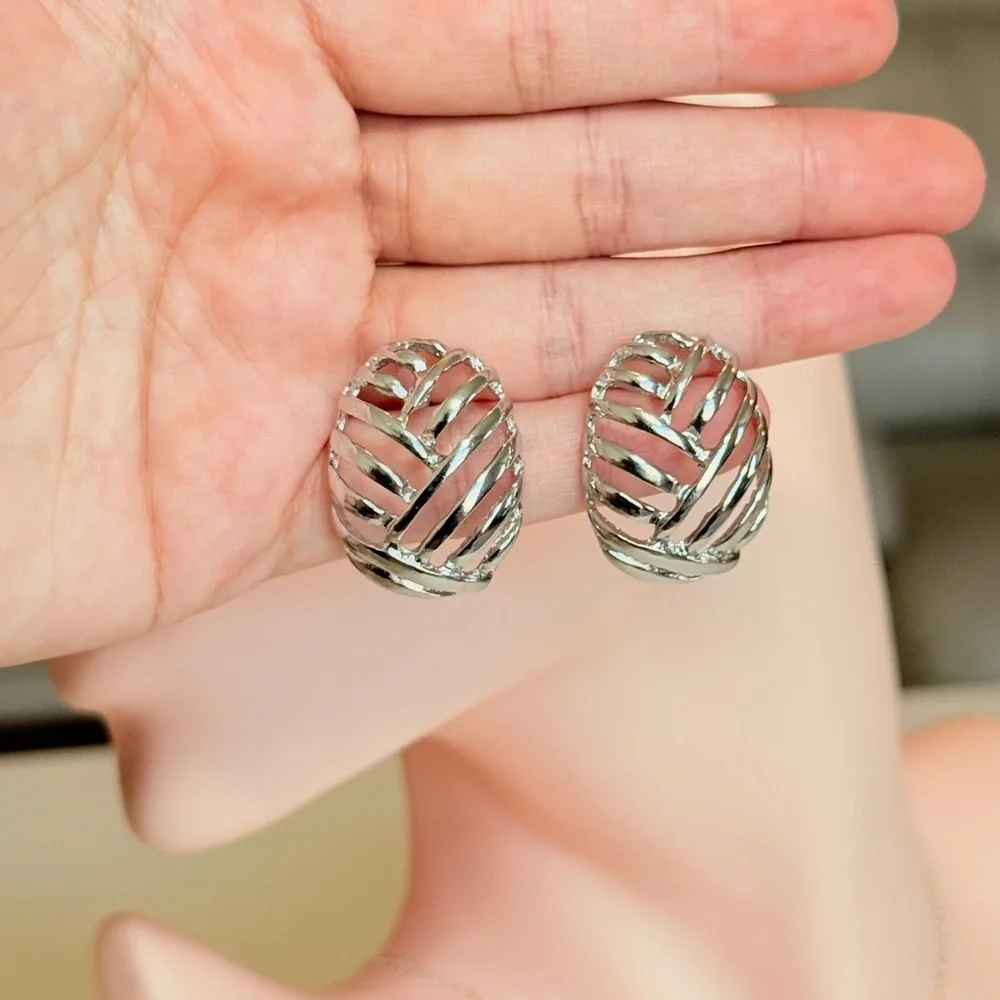 Silver Statement Stud Earrings